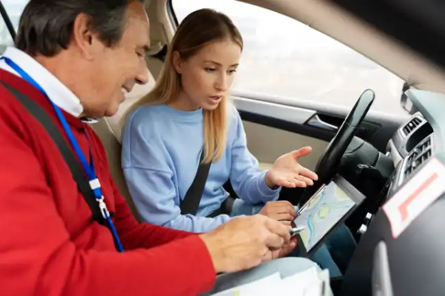 Instructor educating the new driver